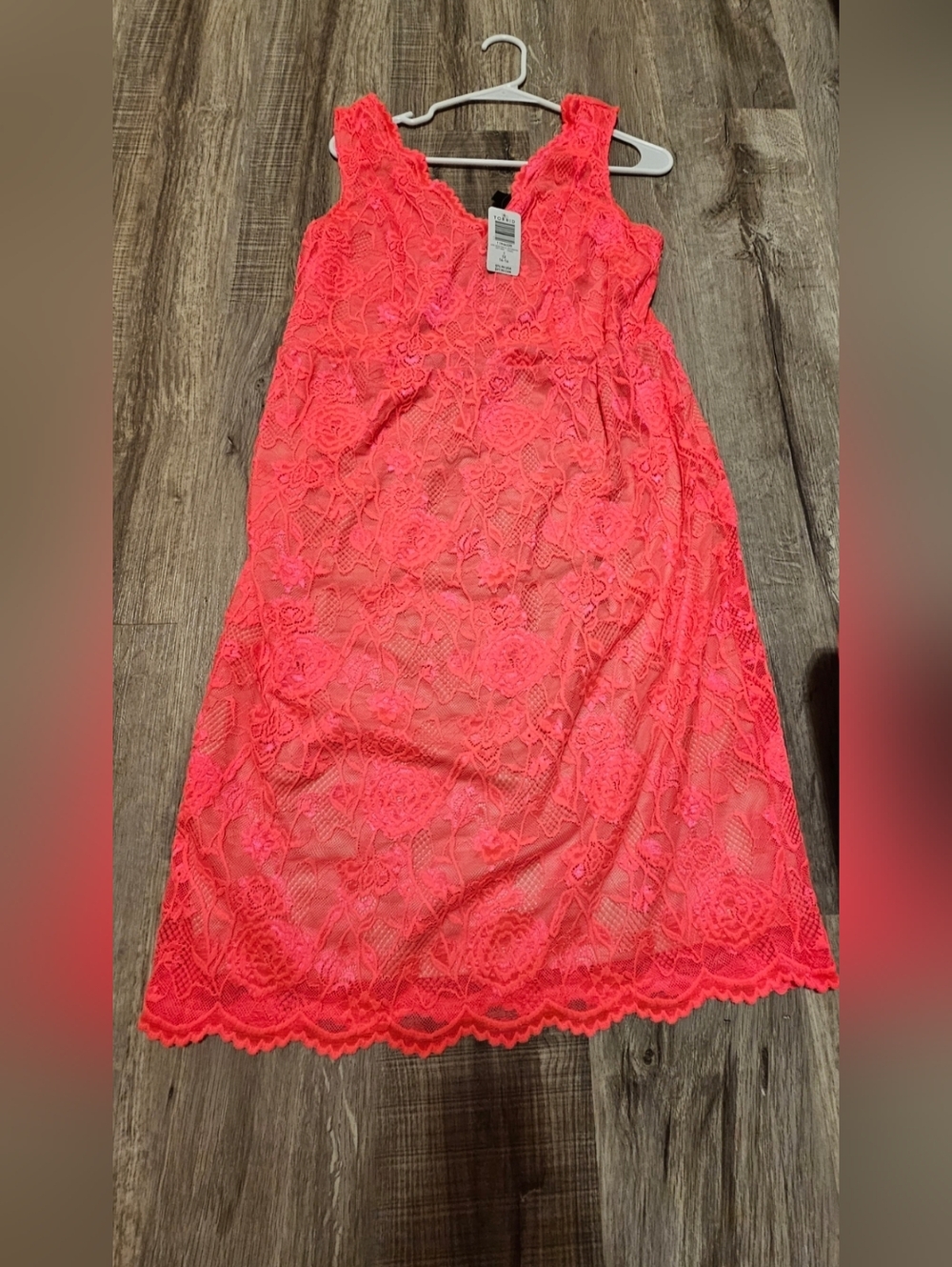 Torrid NEON Coral Lace Mini Dress